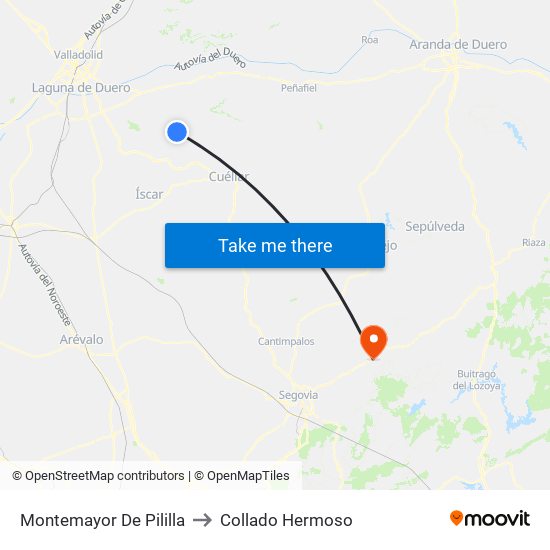 Montemayor De Pililla to Collado Hermoso map