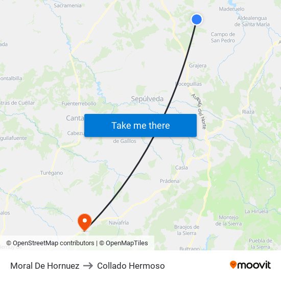 Moral De Hornuez to Collado Hermoso map