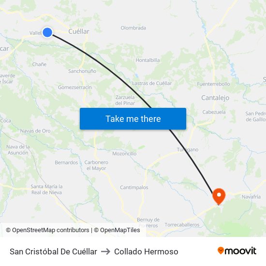 San Cristóbal De Cuéllar to Collado Hermoso map