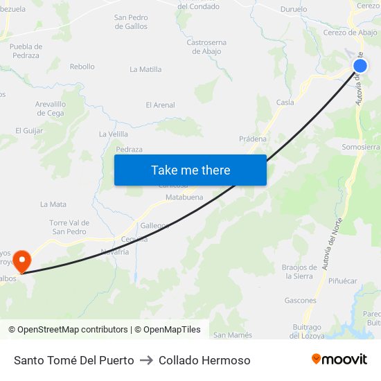 Santo Tomé Del Puerto to Collado Hermoso map