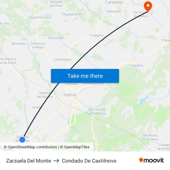 Zarzuela Del Monte to Condado De Castilnovo map