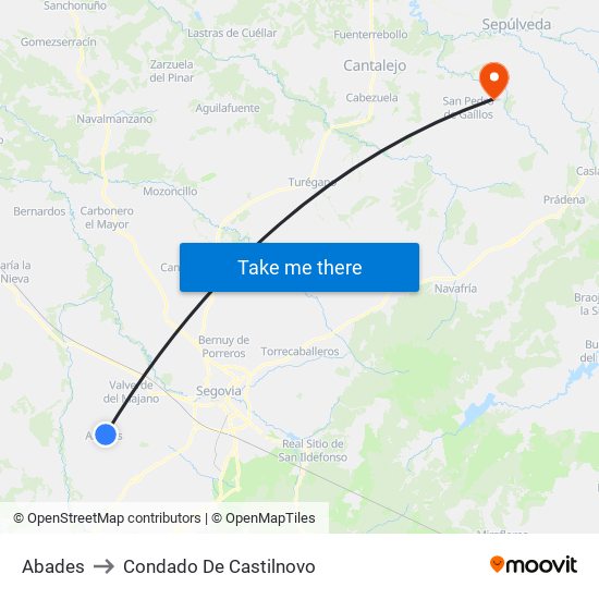 Abades to Condado De Castilnovo map