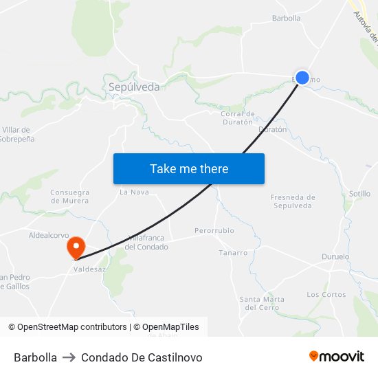 Barbolla to Condado De Castilnovo map