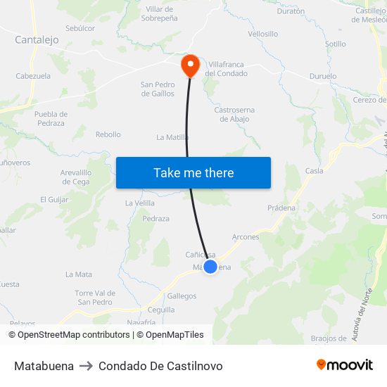 Matabuena to Condado De Castilnovo map