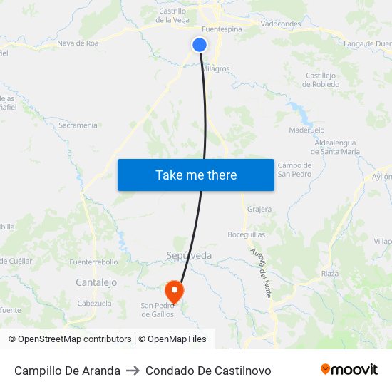 Campillo De Aranda to Condado De Castilnovo map