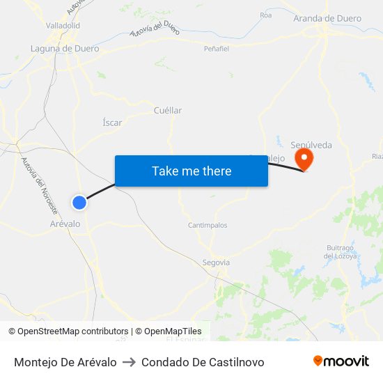Montejo De Arévalo to Condado De Castilnovo map
