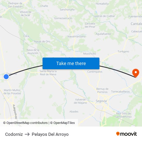 Codorniz to Pelayos Del Arroyo map