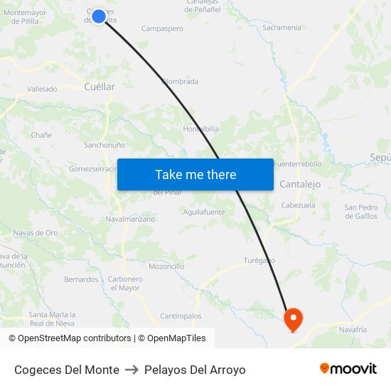Cogeces Del Monte to Pelayos Del Arroyo map