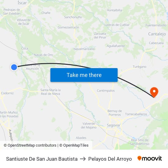 Santiuste De San Juan Bautista to Pelayos Del Arroyo map