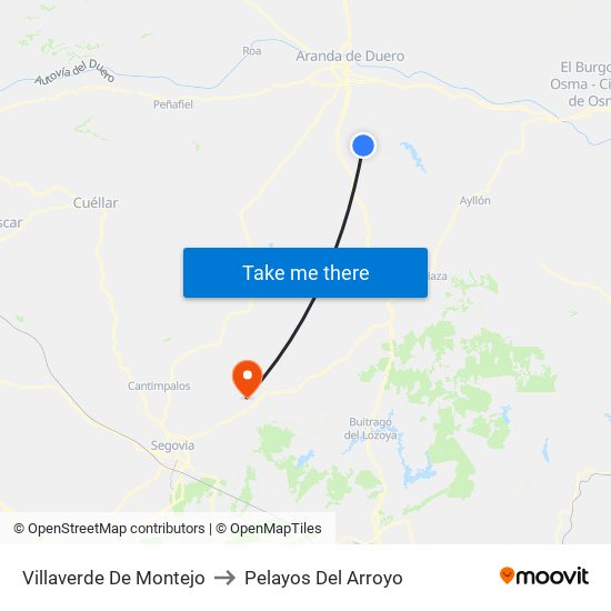 Villaverde De Montejo to Pelayos Del Arroyo map