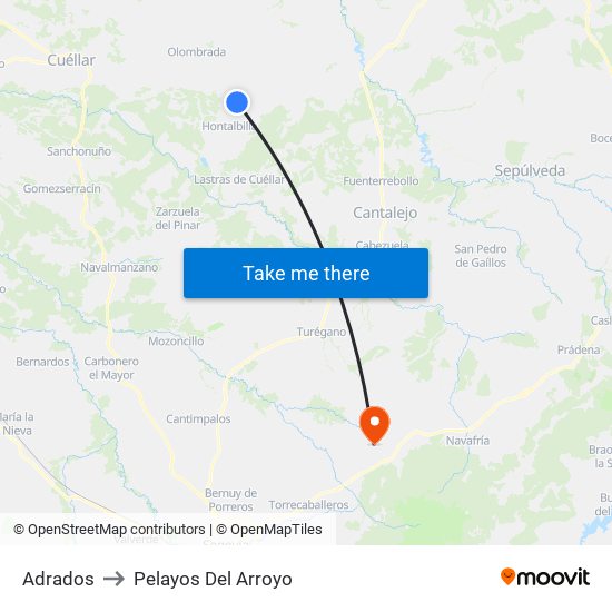 Adrados to Pelayos Del Arroyo map