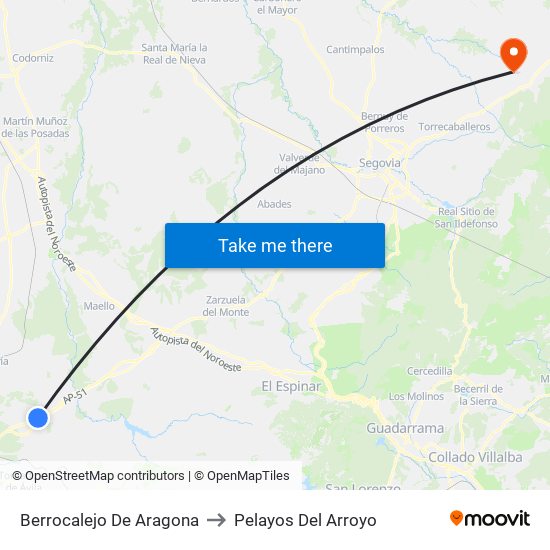 Berrocalejo De Aragona to Pelayos Del Arroyo map