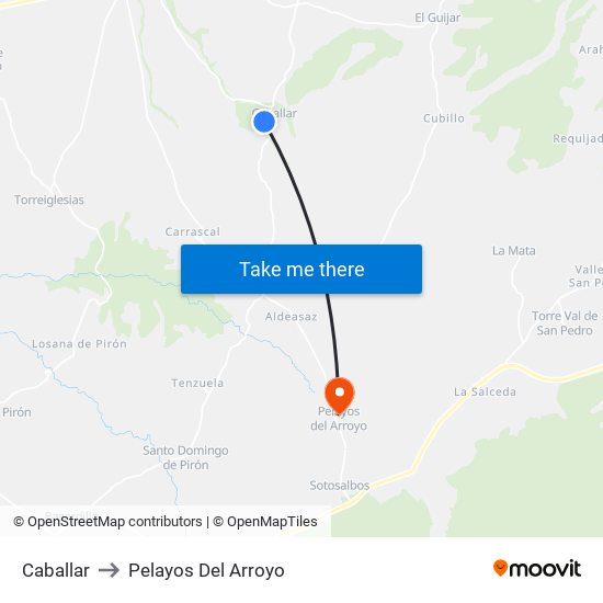Caballar to Pelayos Del Arroyo map