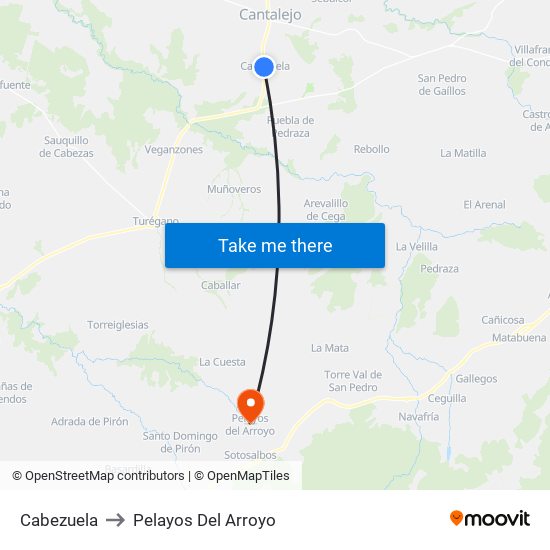 Cabezuela to Pelayos Del Arroyo map