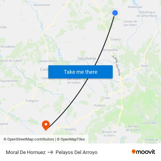 Moral De Hornuez to Pelayos Del Arroyo map