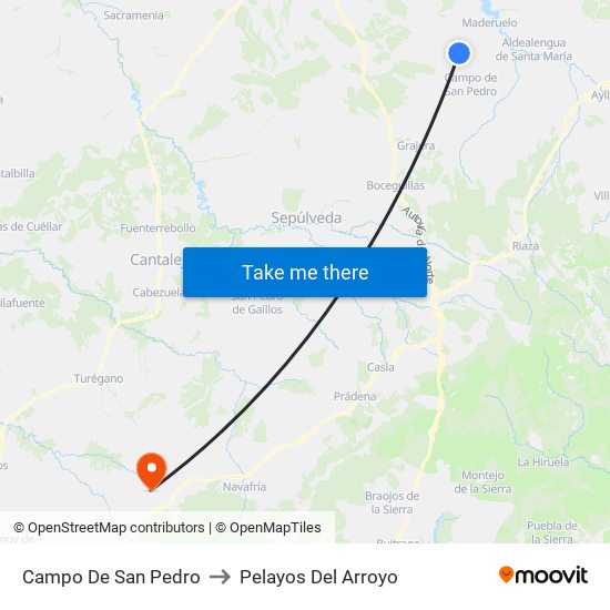 Campo De San Pedro to Pelayos Del Arroyo map