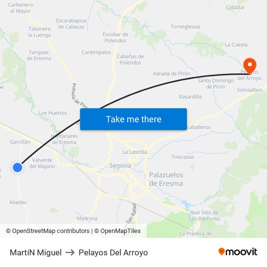Martí­N Miguel to Pelayos Del Arroyo map