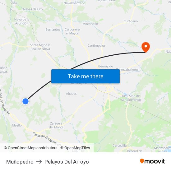 Muñopedro to Pelayos Del Arroyo map