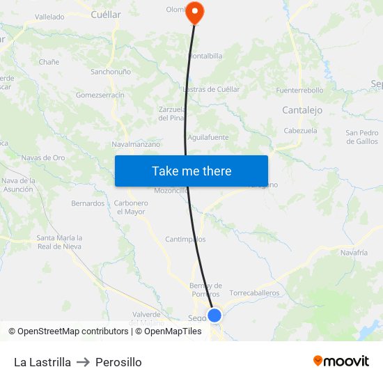 La Lastrilla to Perosillo map
