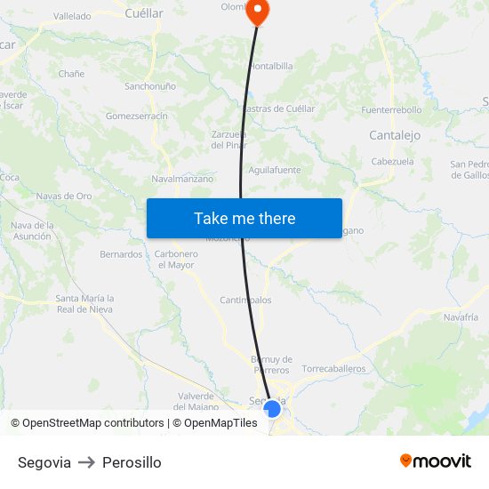 Segovia to Perosillo map