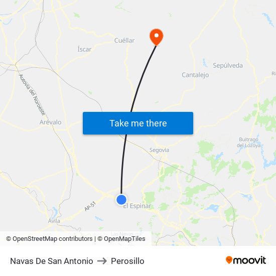 Navas De San Antonio to Perosillo map