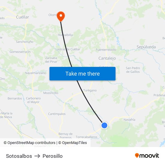 Sotosalbos to Perosillo map
