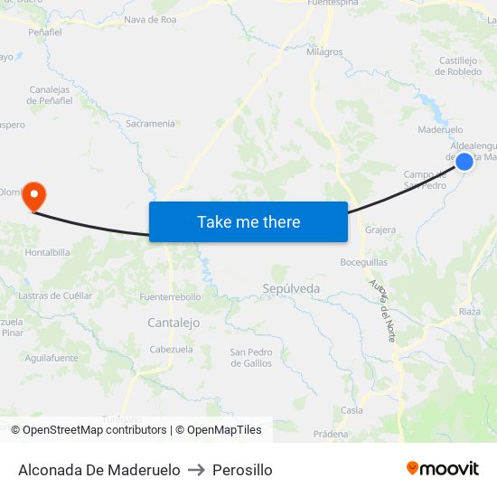 Alconada De Maderuelo to Perosillo map
