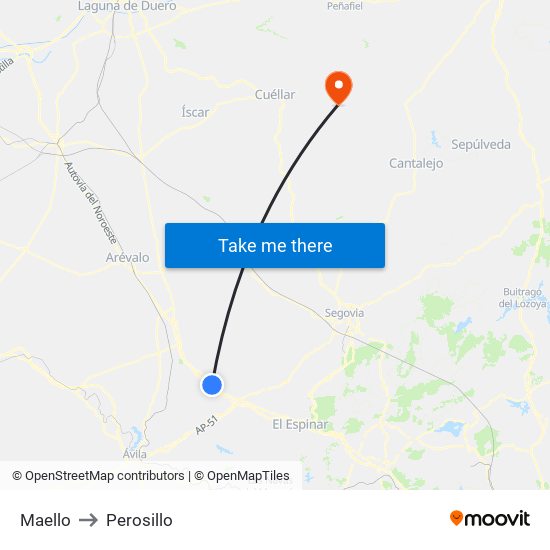 Maello to Perosillo map