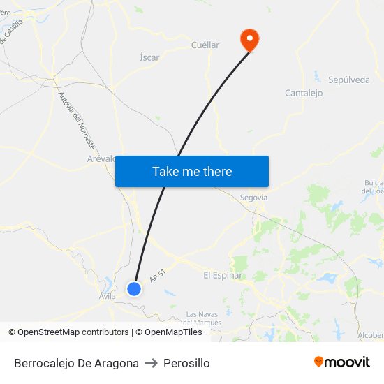 Berrocalejo De Aragona to Perosillo map