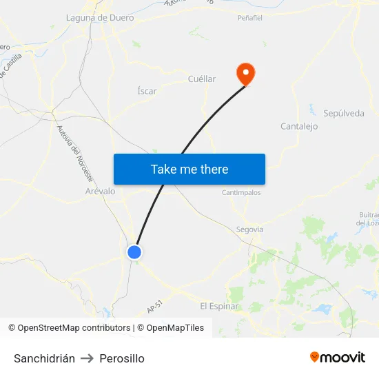 Sanchidrián to Perosillo map