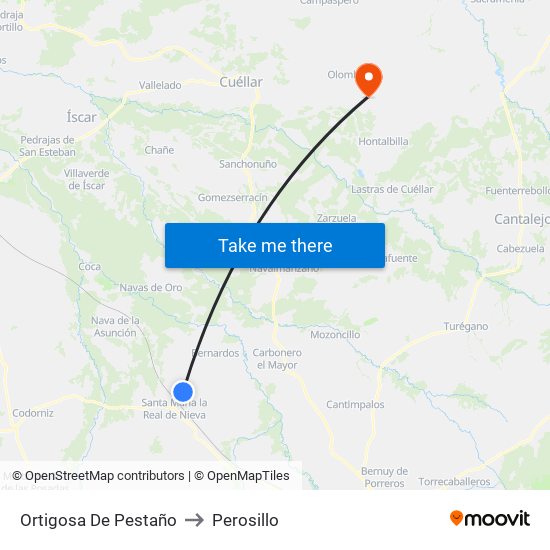 Ortigosa De Pestaño to Perosillo map