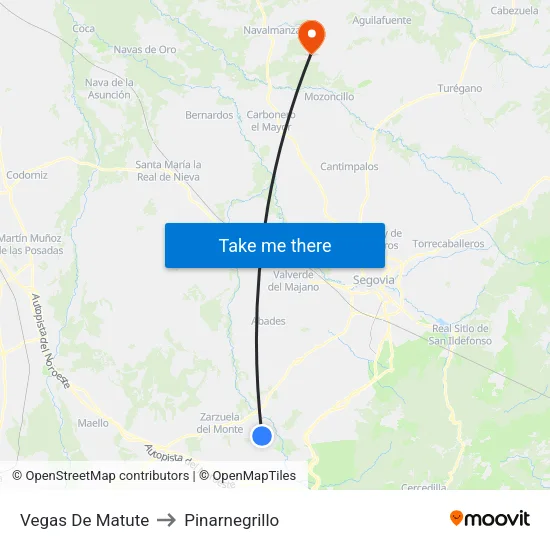 Vegas De Matute to Pinarnegrillo map