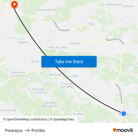 Pinarejos to Portillo map