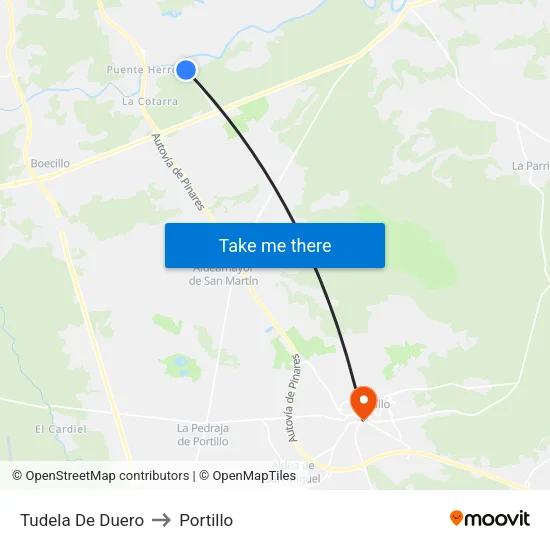 Tudela De Duero to Portillo map