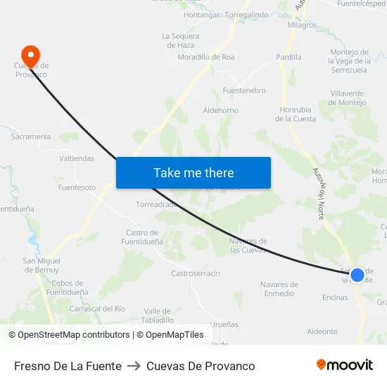 Fresno De La Fuente to Cuevas De Provanco map