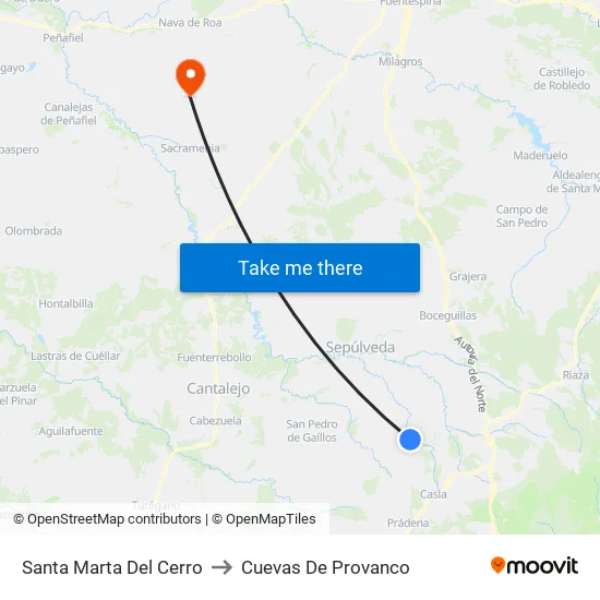 Santa Marta Del Cerro to Cuevas De Provanco map