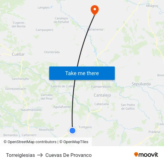Torreiglesias to Cuevas De Provanco map