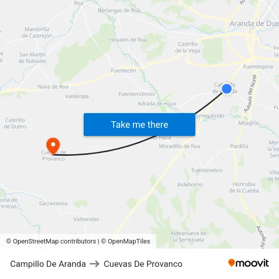 Campillo De Aranda to Cuevas De Provanco map