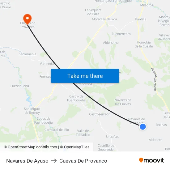 Navares De Ayuso to Cuevas De Provanco map