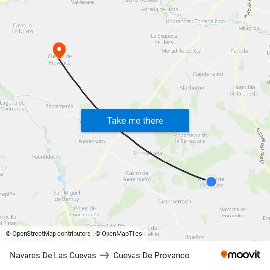 Navares De Las Cuevas to Cuevas De Provanco map