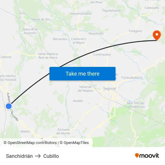 Sanchidrián to Cubillo map