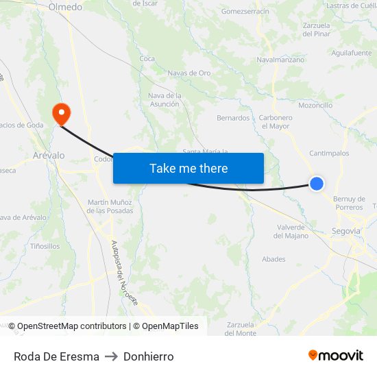 Roda De Eresma to Donhierro map