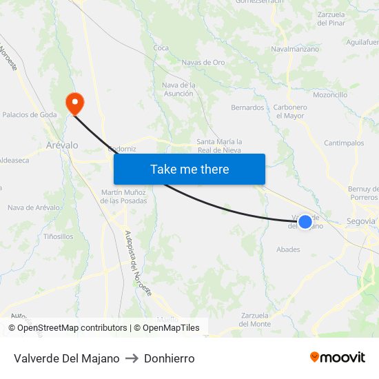 Valverde Del Majano to Donhierro map