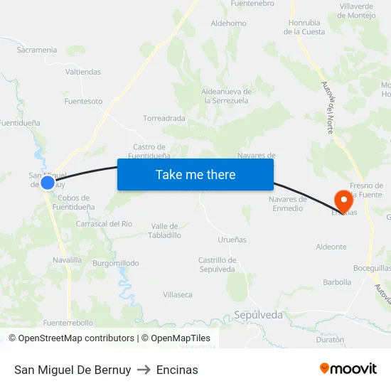 San Miguel De Bernuy to Encinas map