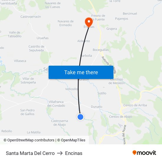 Santa Marta Del Cerro to Encinas map
