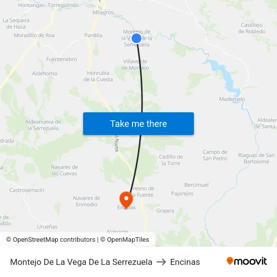 Montejo De La Vega De La Serrezuela to Encinas map