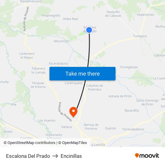 Escalona Del Prado to Encinillas map