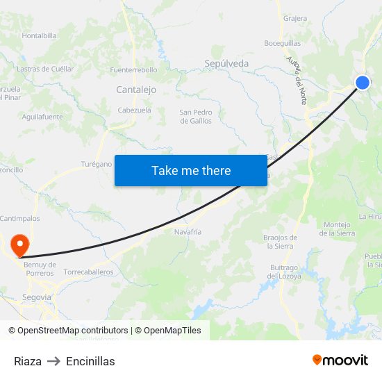 Riaza to Encinillas map