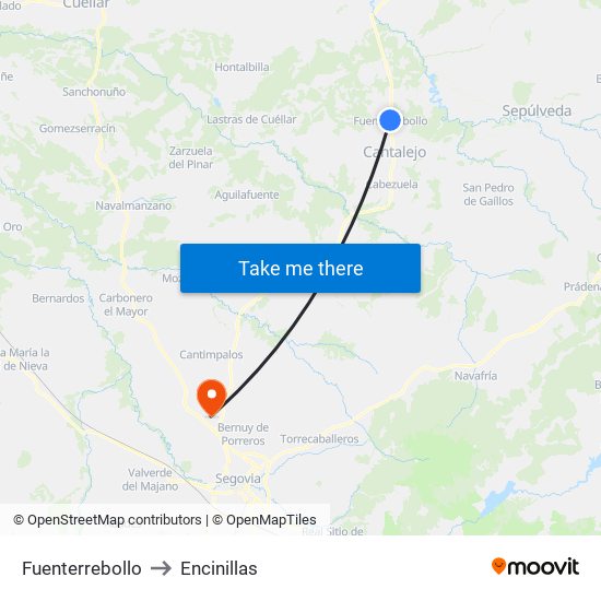 Fuenterrebollo to Encinillas map