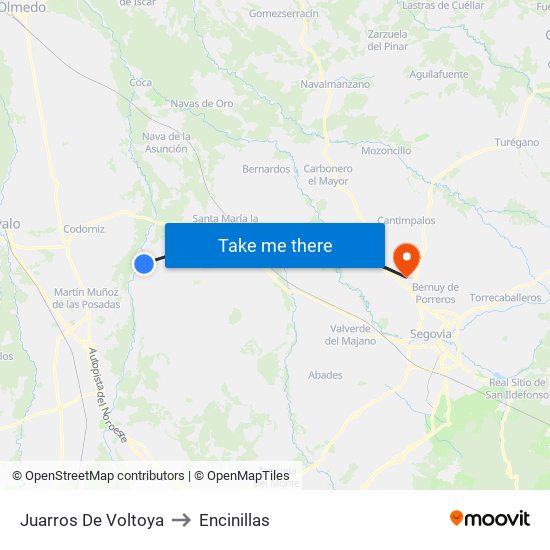 Juarros De Voltoya to Encinillas map